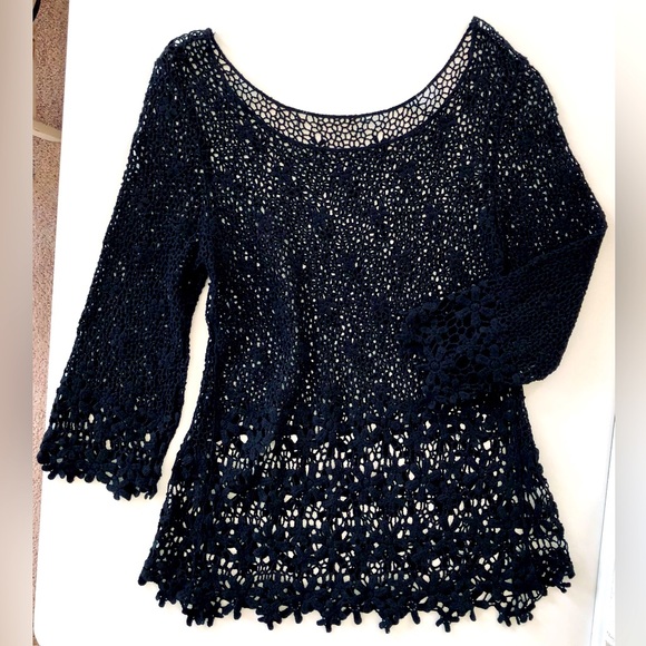 Boston Proper Elegant Black Crochet Lace top & chemise with tulle skirt size S - Picture 8 of 12
